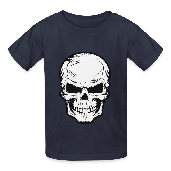 Crâne Sinistre et Malicieux sur T-shirts Russell Enfant