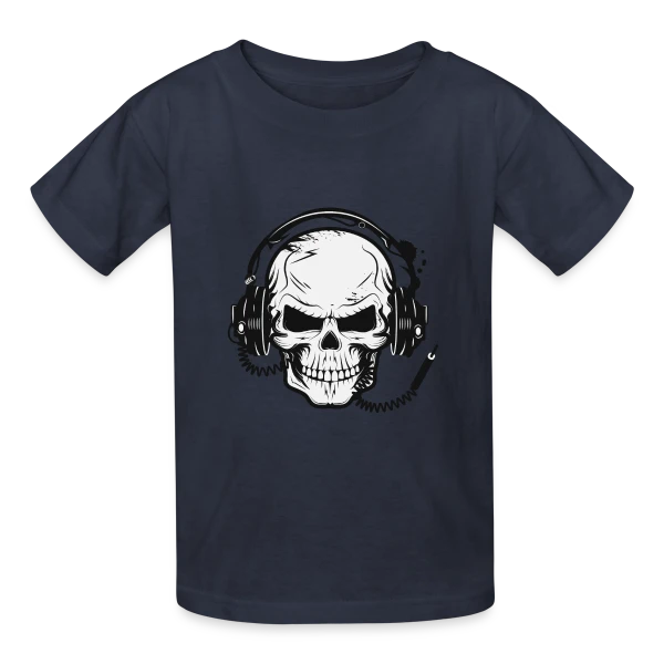 Tête de Mort Casque Audio - Esprit Rock sur T-shirts Russell Enfant