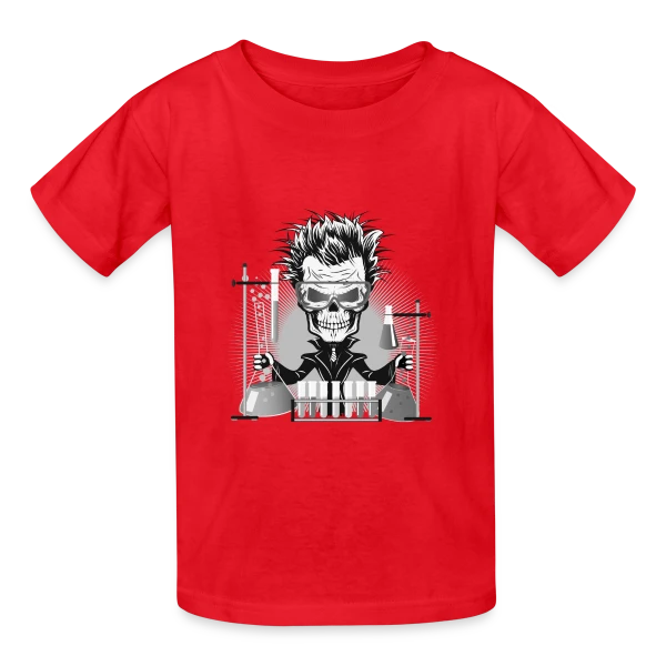 Crâne Scientifique Déjanté au Labo sur T-shirts Russell Enfant