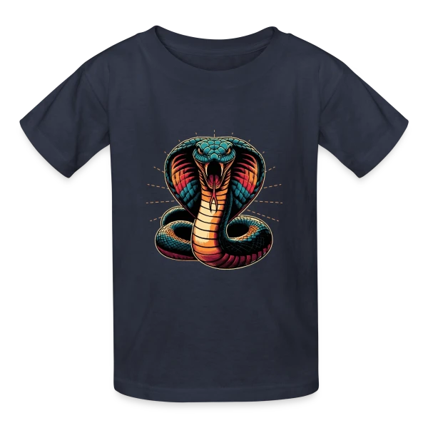 Cobra Royal Éclatant : Style Dynamique et Vives Couleurs sur T-shirts Russell Enfant