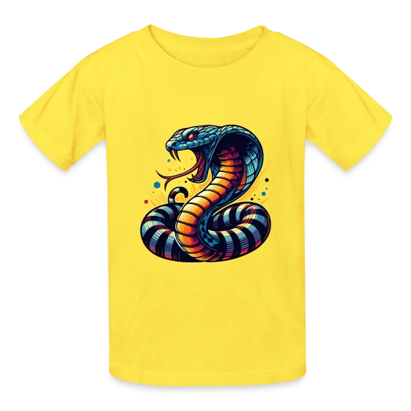 Cobra Vibrant : Style Sauvage et Énergique sur T-shirts Russell Enfant