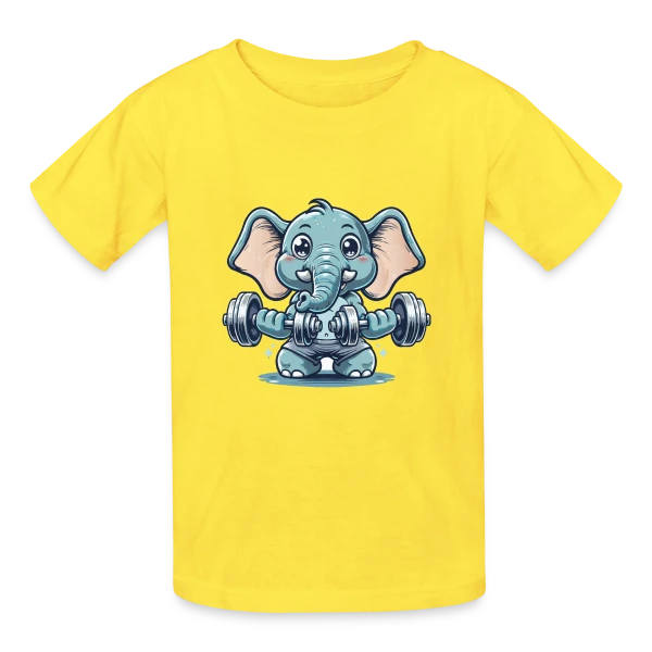 L'Éléphant Sportif Rigolo sur T-shirts Russell Enfant