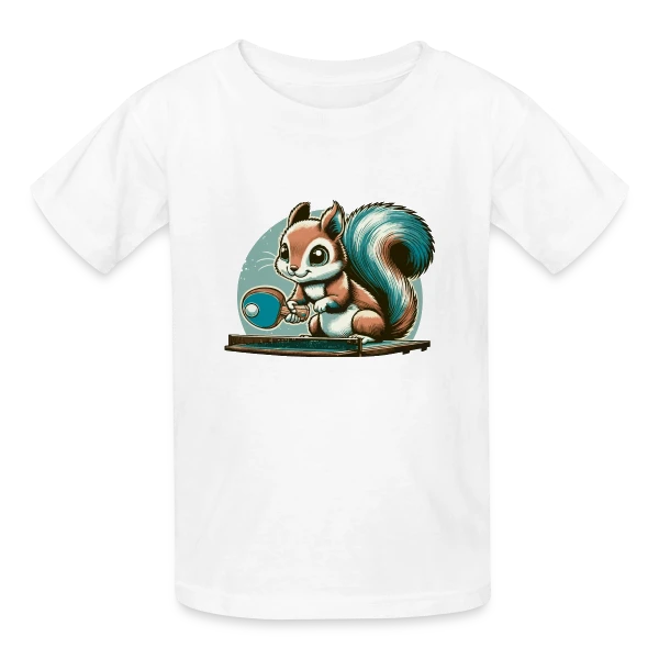 L'Écureuil Champion de Ping-Pong Cartoon sur T-shirts Russell Enfant