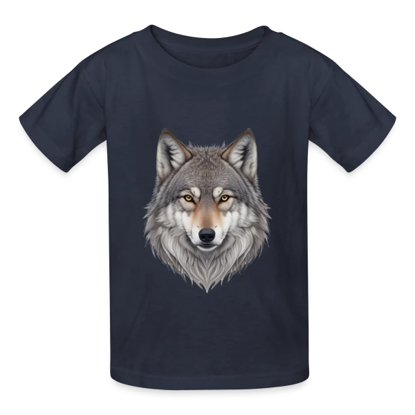 Tête de Loup Majestueuse sur T-shirts Russell Enfant