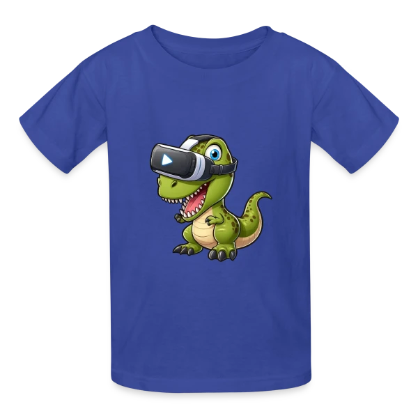 Dino T-Rex en Réalité Virtuelle – Humour Geek sur T-shirts Russell Enfant
