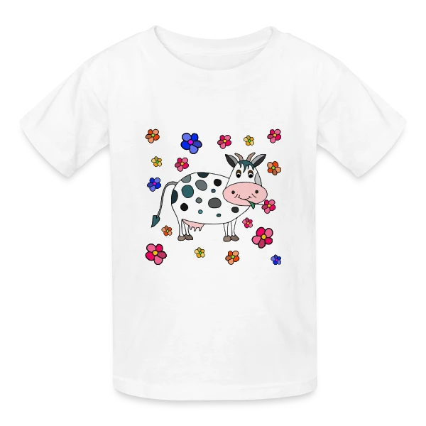 Krowa, la Vache Amusante sur T-shirts Russell Enfant