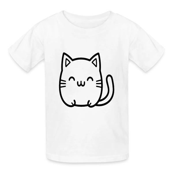 Chat Kawaii Souriant sur T-shirts Russell Enfant