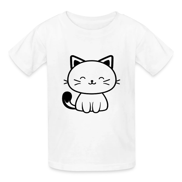 Chaton Kawaii Souriant sur T-shirts Russell Enfant