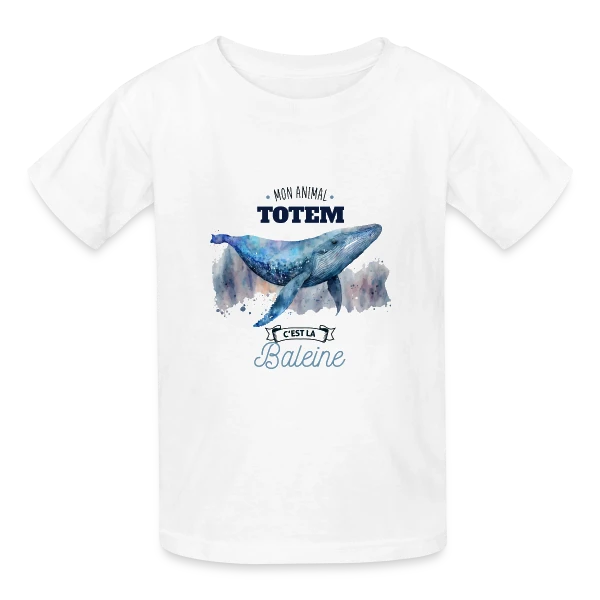 La Baleine, Mon Animal Totem sur T-shirts Russell Enfant