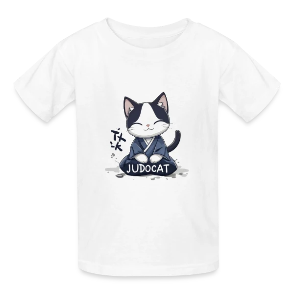 JUDOCAT: Le chat manga judoka sur T-shirts Russell Enfant