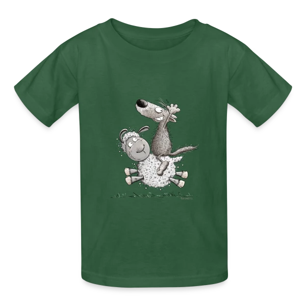 Loup Cavalier & Mouton Rigolo sur T-shirts Russell Enfant