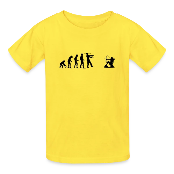 Évolution Humaine : Zombie vs Archer sur T-shirts Russell Enfant