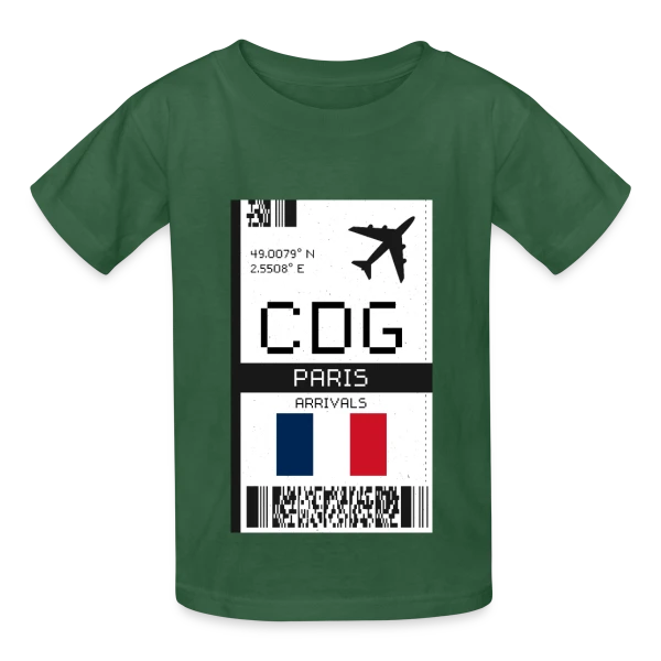 Billet d'Avion Paris CDG sur T-shirts Russell Enfant