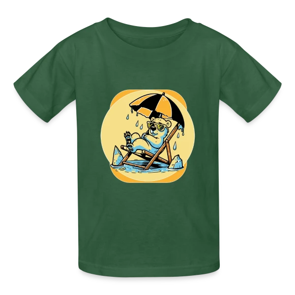Ours Polaire : Alerte Climatique Stylée sur T-shirts Russell Enfant