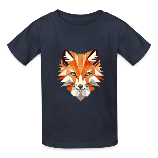 Renard Géométrique Éclatant sur T-shirts Russell Enfant