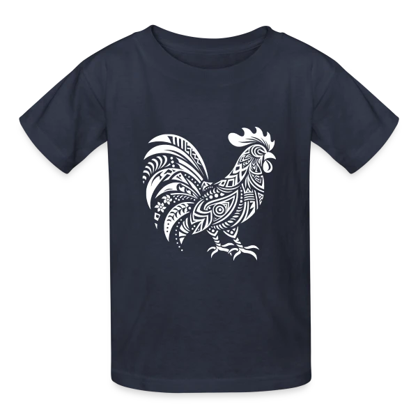 Coq Tribal : Symbole de Force et Fierté sur T-shirts Russell Enfant