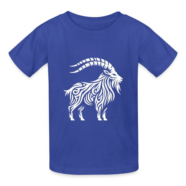 Chèvre de Mer Tribale : L'Esprit Océanique et Mythique sur T-shirts Russell Enfant