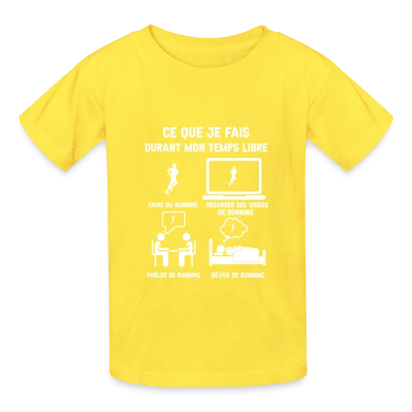 Mon Temps Libre ? Je Fais du Running ! sur T-shirts Russell Enfant