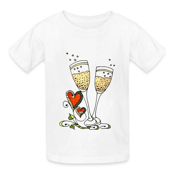 Verres Cœurs & Fêtes sur T-shirts Russell Enfant