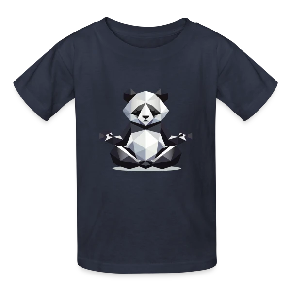 Panda Zen Géométrique : Harmonie Minimaliste sur T-shirts Russell Enfant
