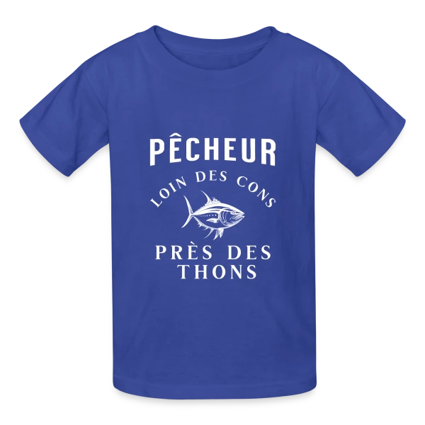 Pêcheur Loin Des Cons Près Des Thons - Humour sur T-shirts Russell Enfant