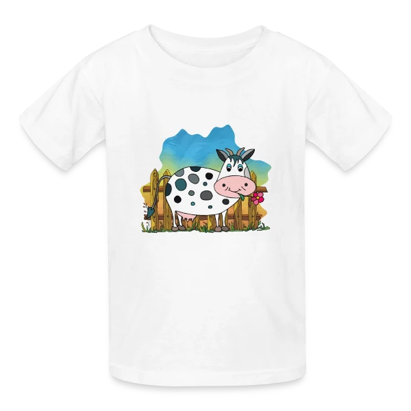 La Vache Rigolote sur T-shirts Russell Enfant