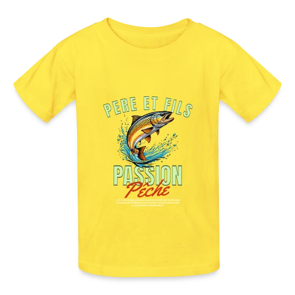 Pêche Père Fils : Complicité en Nature sur T-shirts Russell Enfant