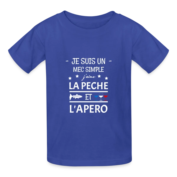 Je Suis Un Mec Simple : Pêche et Apéro sur T-shirts Russell Enfant