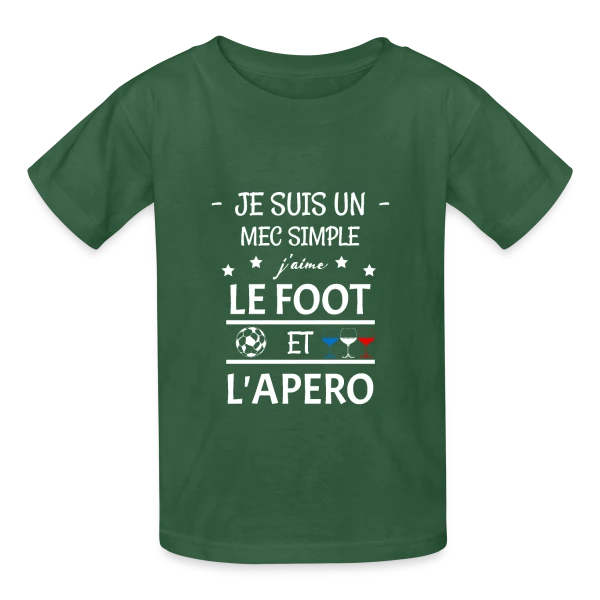 Je Suis Un Mec Simple : Foot et Apéro sur T-shirts Russell Enfant