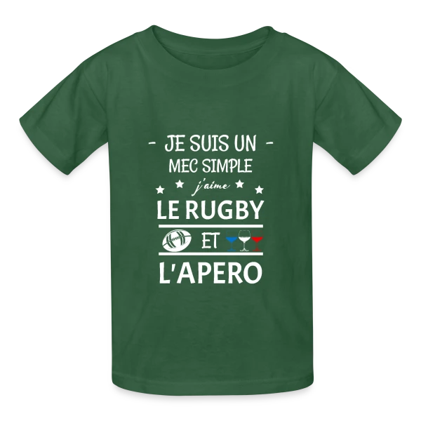 Rugby & Apéro : L'Esprit Convivial sur T-shirts Russell Enfant