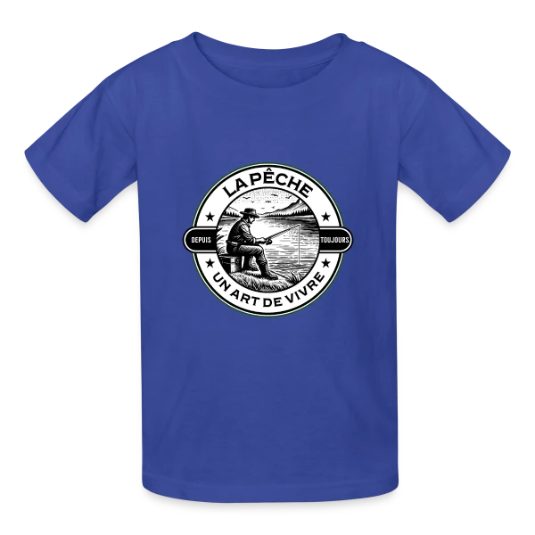 Pêche en Famille : Sobriété et Élégance sur T-shirts Russell Enfant