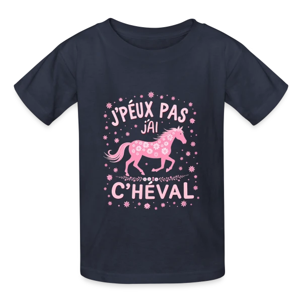J'Peux Pas J'Ai Cheval - Humour Équitation Rose sur T-shirts Russell Enfant