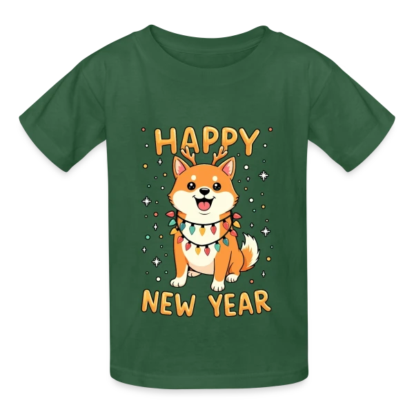 Shiba Inu Lumières de Noël - Fêtes de Fin d'Année sur T-shirts Russell Enfant