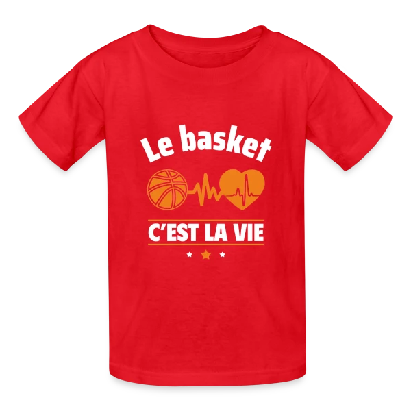 Le Basket, C'est la Vie ! sur T-shirts Russell Enfant