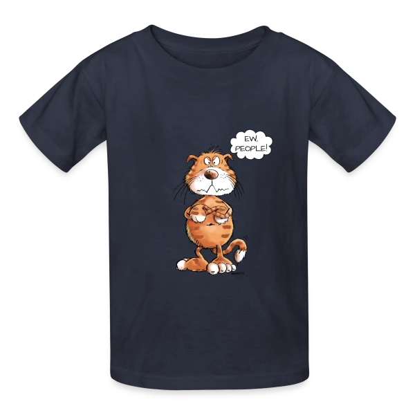 Chat grincheux rouge "Ew People" - Sarcasme félin sur T-shirts Russell Enfant