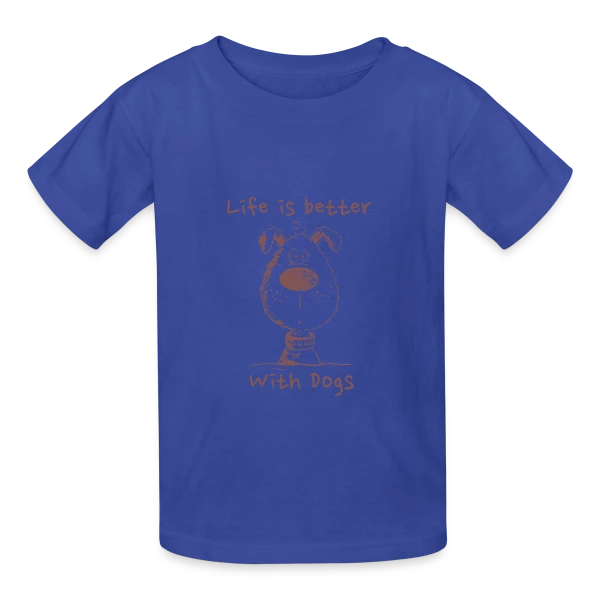 Life Is Better With Dogs - Chien cartoon monochrome sur T-shirts Russell Enfant