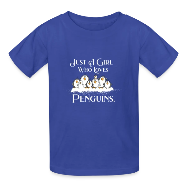 Juste une fille qui adore les pingouins - T-shirt humour sur T-shirts Russell Enfant