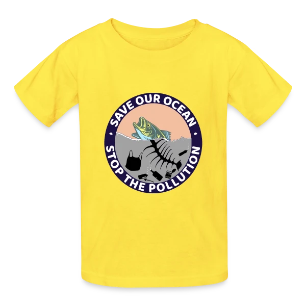 Stop Pollution Océanique sur T-shirts Russell Enfant
