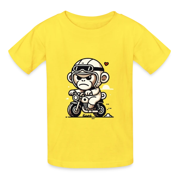 Singe Motard Aventure sur T-shirts Russell Enfant