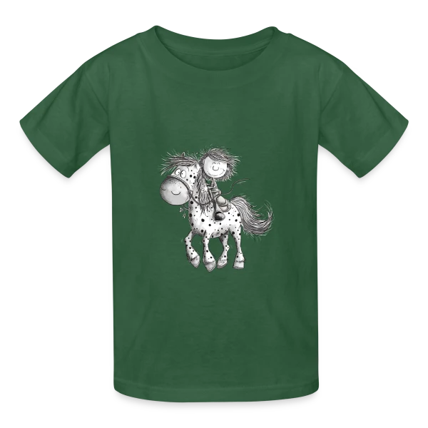 Cheval et cavalier rigolos - Dessin animé sur T-shirts Russell Enfant