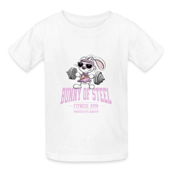 Lapin Fitness - Entraînement 'Powered by Carrots' sur T-shirts Russell Enfant
