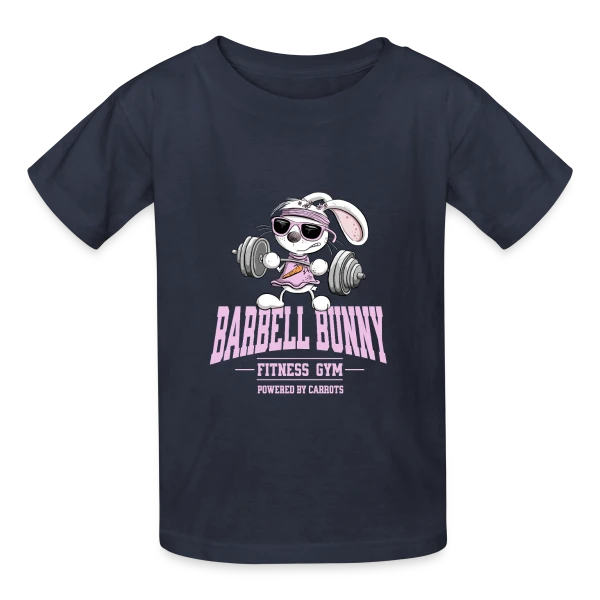 Lapin Fitness Musculation - 'Powered by Carrots' sur T-shirts Russell Enfant