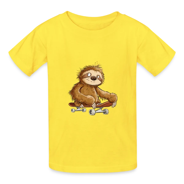 Paresseux Skateboarder Cartoon - Relax et Style sur T-shirts Russell Enfant
