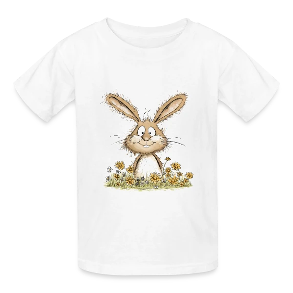 Lapin Rigolo des Fleurs sur T-shirts Russell Enfant