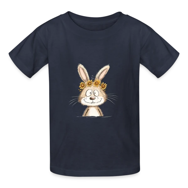 Lapin Rigolo Couronne Fleurs sur T-shirts Russell Enfant