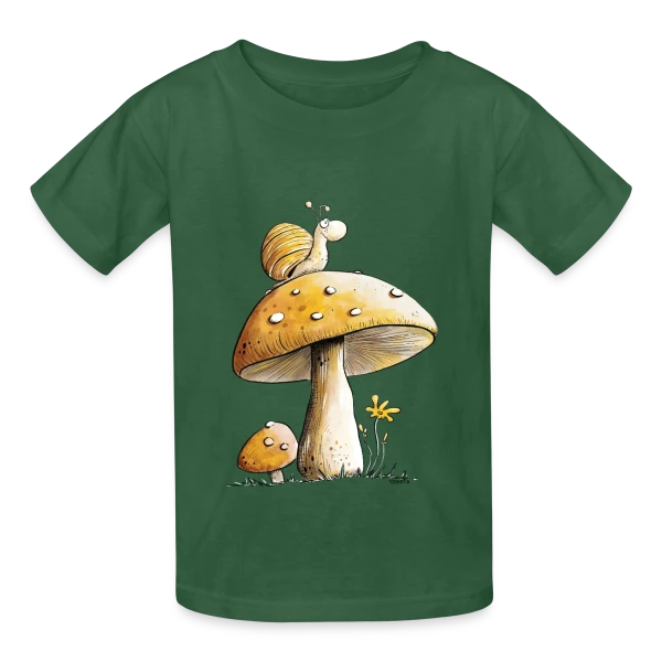 Escargot Rêveur sur Champignon sur T-shirts Russell Enfant