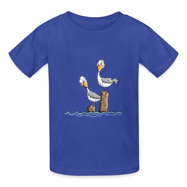 Mouettes drôles et mer du Nord sur T-shirts Russell Enfant
