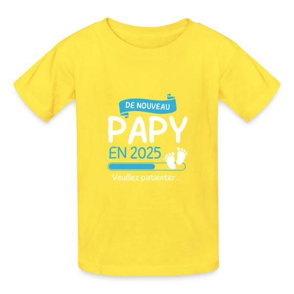 'De Nouveau Papy en 2025' – Annonce Maternité Humoristique sur T-shirts Russell Enfant