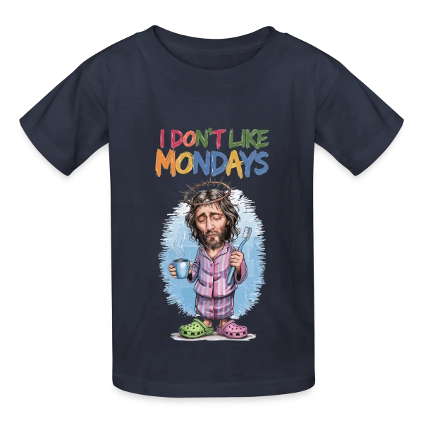 Jésus N'Aime Pas les Lundis sur T-shirts Russell Enfant