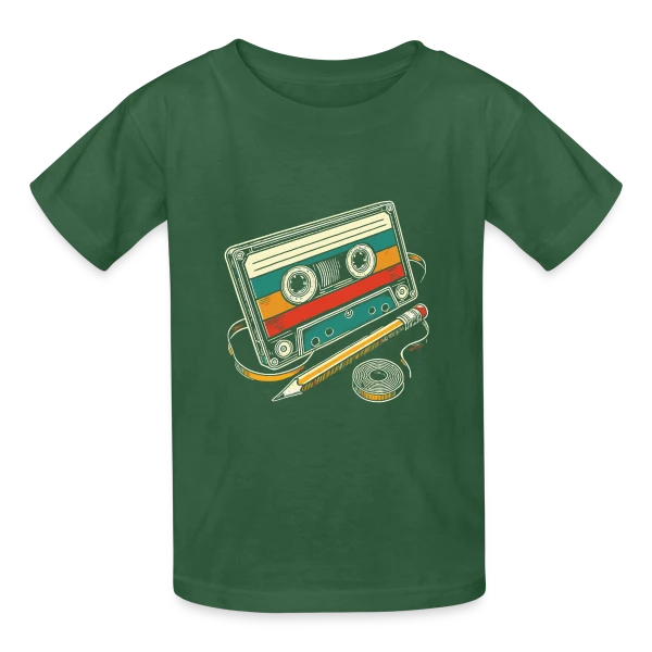 Cassette Rétro Crayon sur T-shirts Russell Enfant